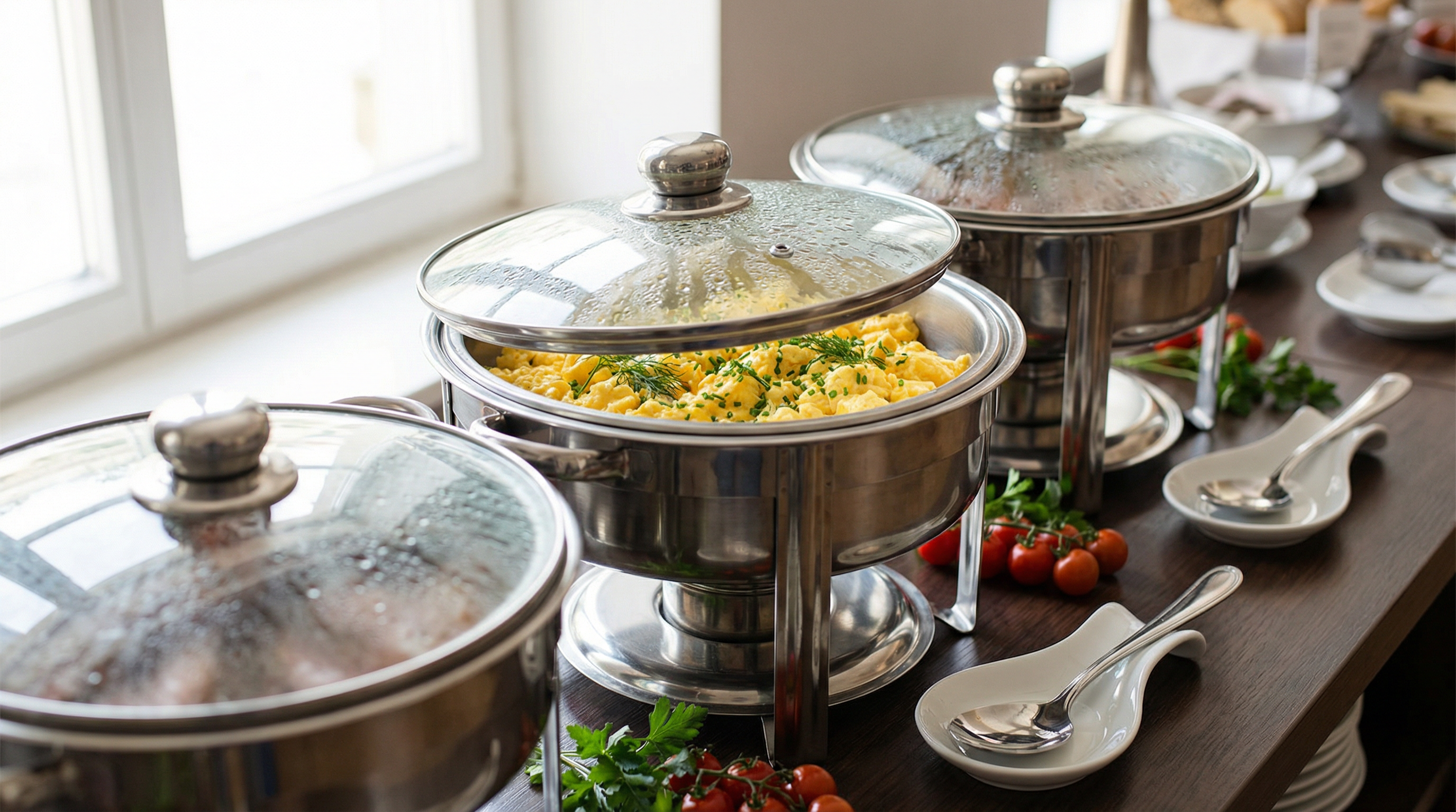 Chafing dishes close-up