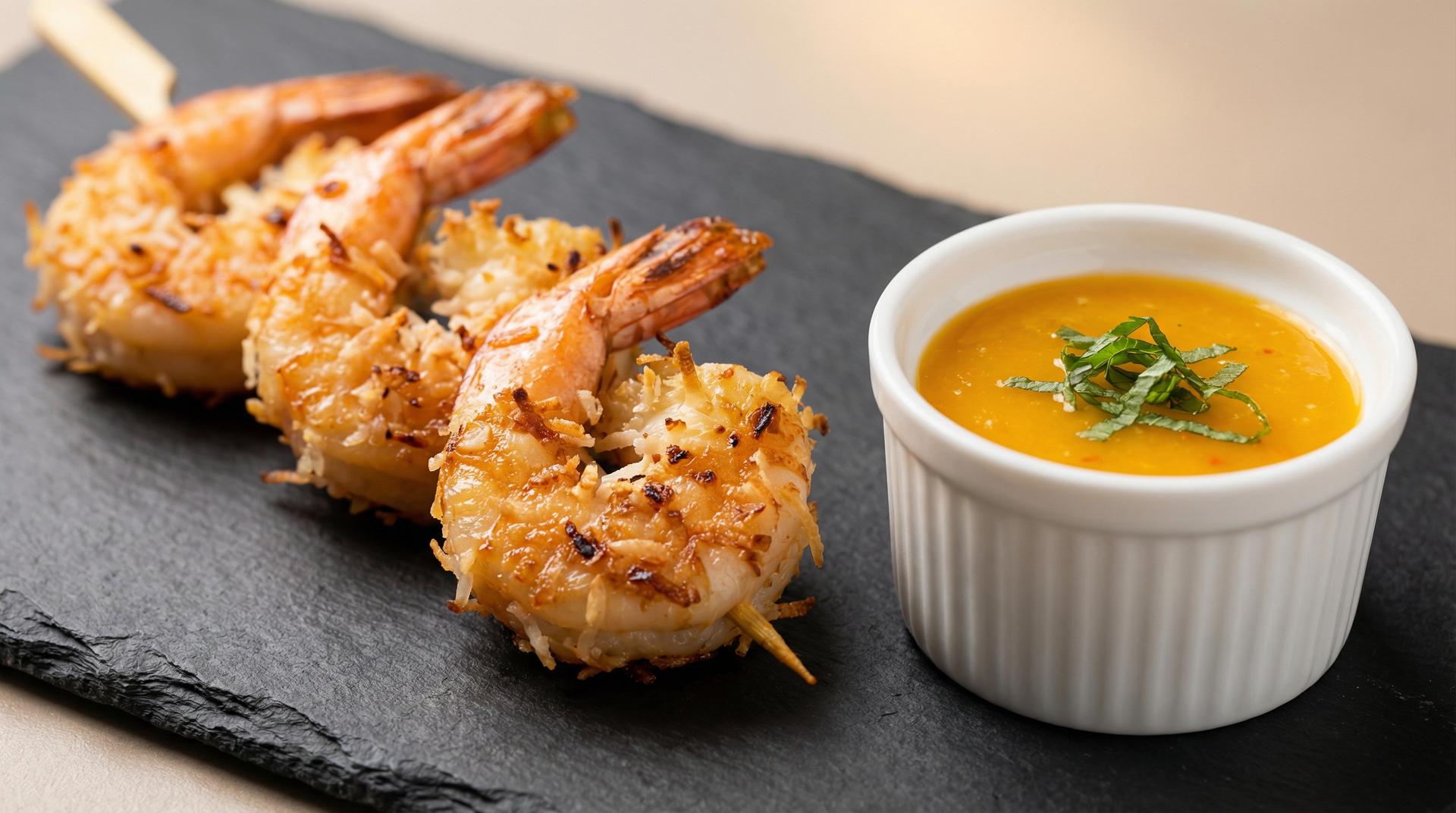 Coconut Crusted Jumbo Shrimp Skewers
