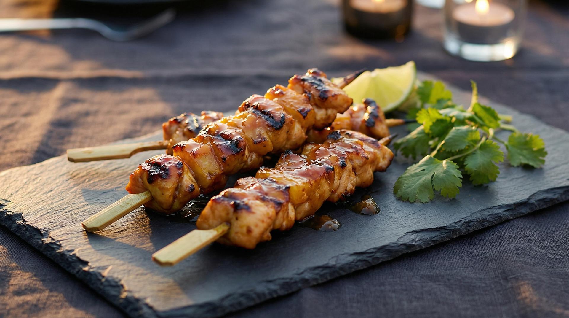 Pineapple Glazed Chicken Skewers